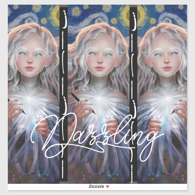 Adesivo Elegância iluminada: Vinheta-vinil de beleza front (Folha)