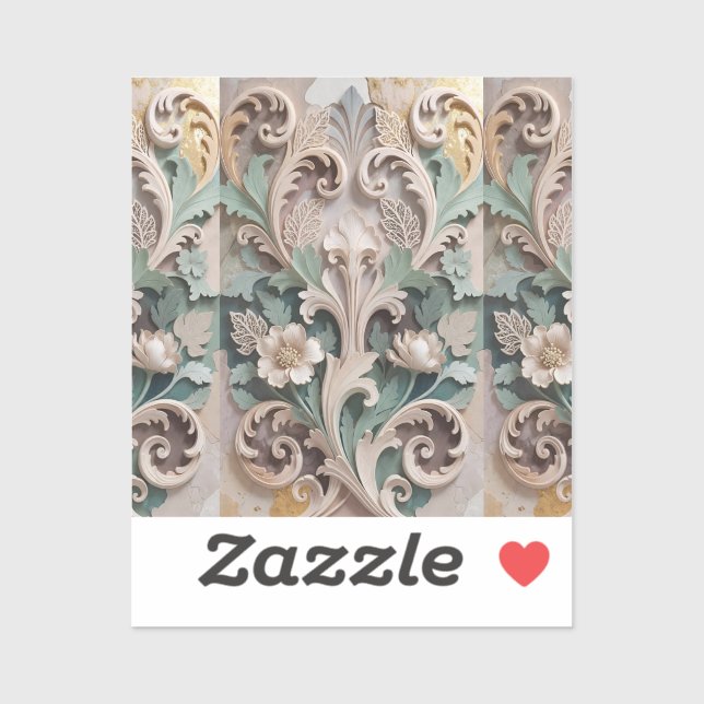 Adesivo Elegant Carved Floral Baroque Design (Folha)