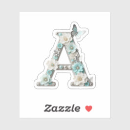 Adesivo Elegant Floral Beaded Your Monogram Vinyl Stickers