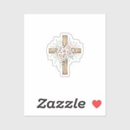 Adesivo Elegant Floral Cross Pastel Spring Easter Sticker