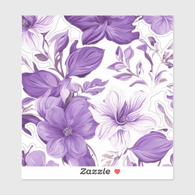 Adesivo Elegant floral pattern in purple tones (Folha)