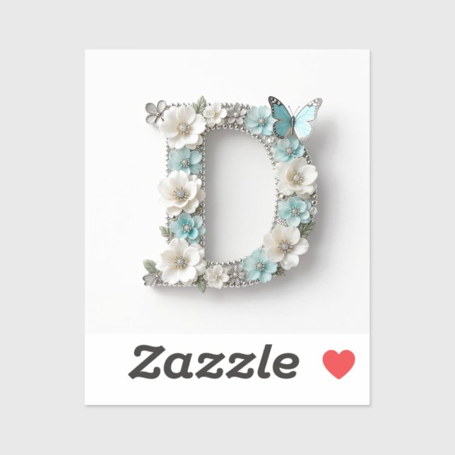 Adesivo Elegant Floral Your Monogram D Vinyl Stickers (Folha)