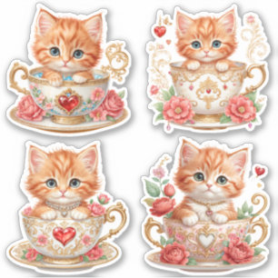 Adesivo Elegant Kitten em Stickers de Xícara de Chá - Des
