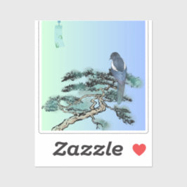 Adesivo Elegant Magpie Bird Bonsai Aesthetic Sticker 