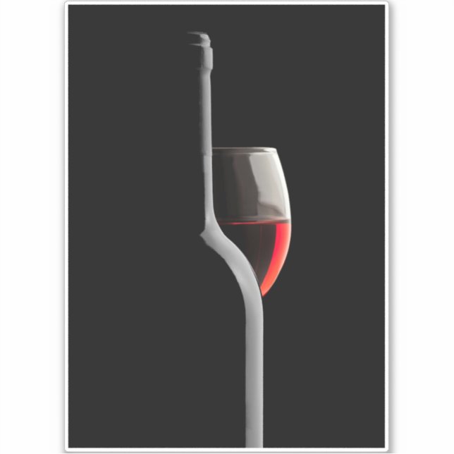 Adesivo Elegant Red Wine Glass & Bottle. Black Background (Frente)