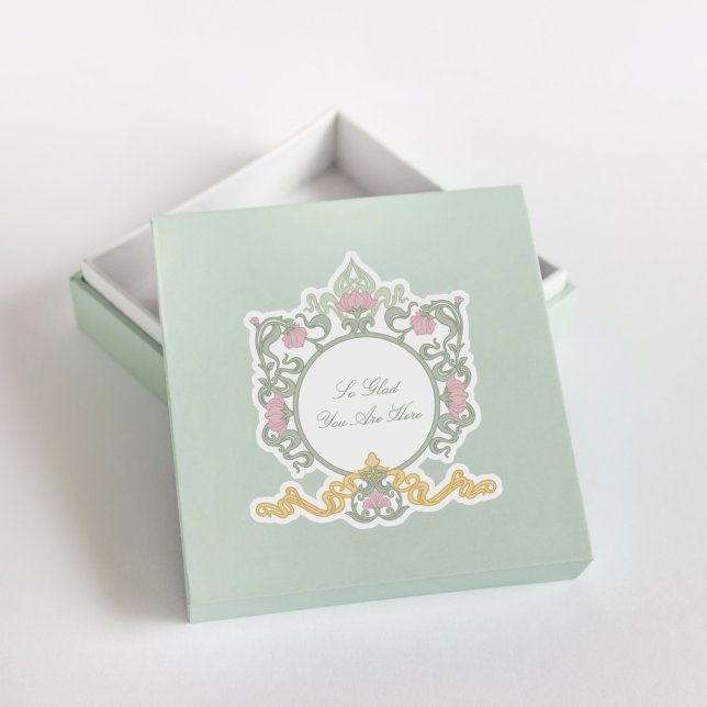 Adesivo Elegant Sage Green and Gold Art Nouveau (Criador carregado)