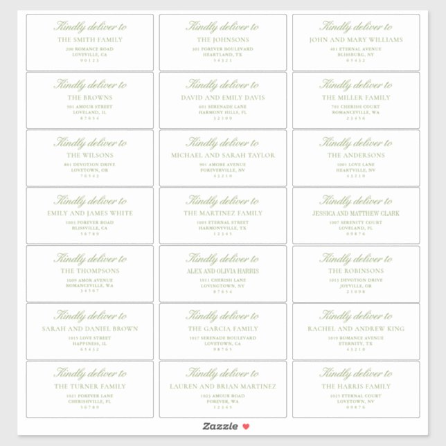 Adesivo Elegant Sage Green Wedding Guest Address Labels (Folha)