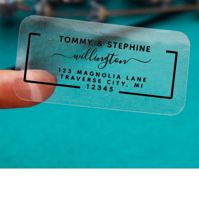 Adesivo  Elegant Script transparent Return address Label (Criador carregado)