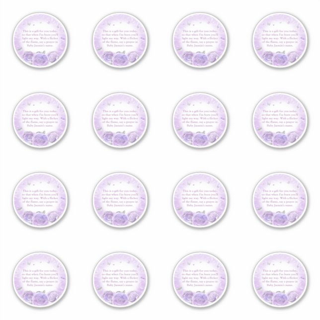 Adesivo Elegant Silver Light Purple Rose Butterfly Candle (Frente)