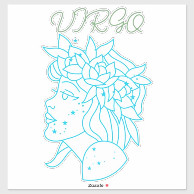 Adesivo Elegant Virgo Zodiac Sign T-Shirt Astrology Gift  (Folha)