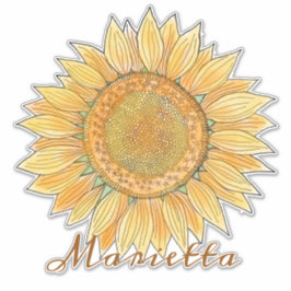 Adesivo Elegante Boho Watercolor Arte Sunflower Personaliz