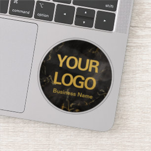 Adesivo Elegante Logotipo Empresarial Mármore Preto Dourad