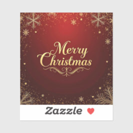 Adesivo Elegante Red e Dourada Design de Natal Feliz