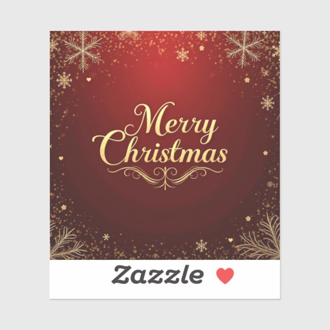 Adesivo Elegante Red e Dourada Design de Natal Feliz (Folha)