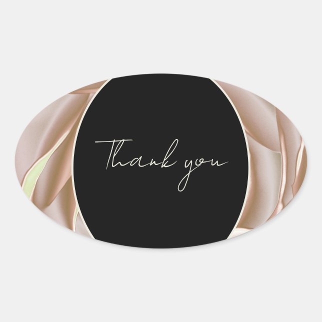 Adesivo Elegante Rosa Creme Floral "Obrigado" (Frente)