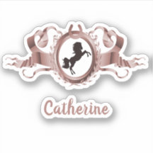 Elegante Rosa Dourado Cavalo Nome do Resto da Fita