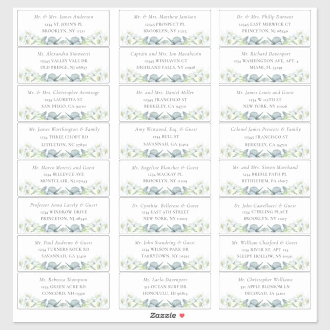 Adesivo Elegante Sage Greenery Guest Address Labels (Folha)