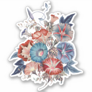 Adesivo Elegante Vintage - Flores de Glória da Manhã Jap
