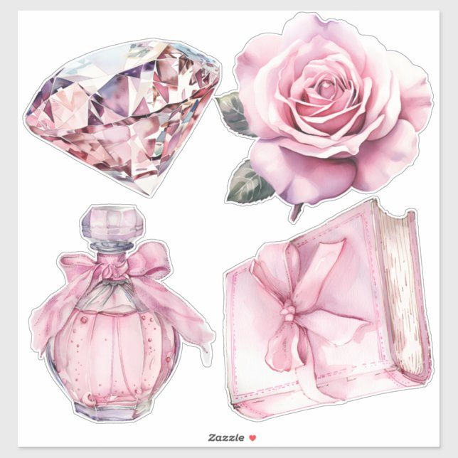 Adesivo Elementos de Coquete de Aquarela (Folha)