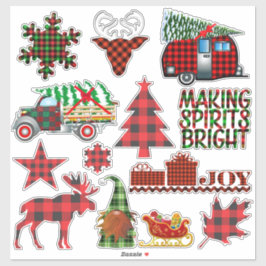 Adesivo Elementos de Natal da Xadrez de Buffalo