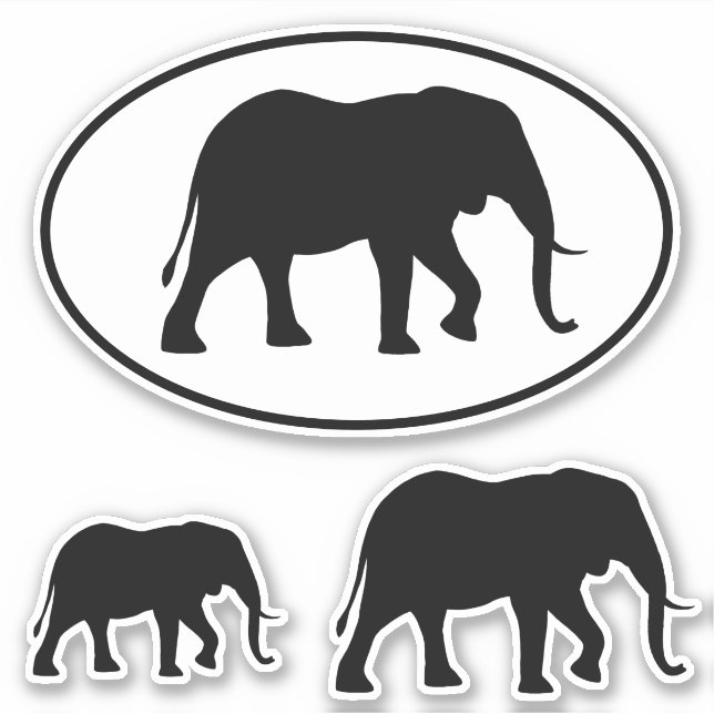 Adesivo Elephant Africano Silhouettes Vinyl Sticker Set (Frente)