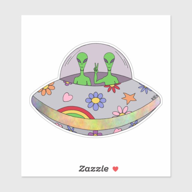 Adesivo Eles vêm em Peace UFO (Folha)