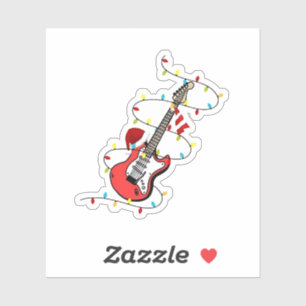 Adesivo Elétrica Guitar Santa Claus Música Natal