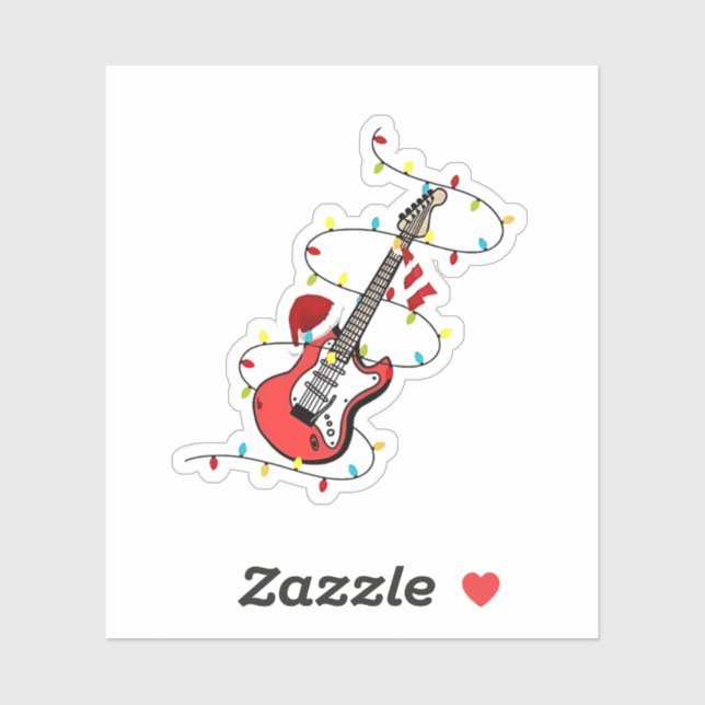 Adesivo Elétrica Guitar Santa Claus Música Natal (Folha)