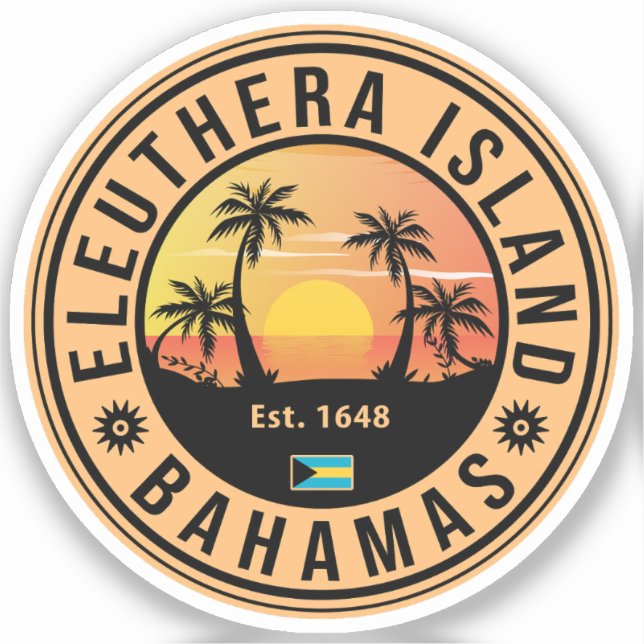 Adesivo Eleuthera Island Bahamas Retro Sunset Souvenirs (Frente)