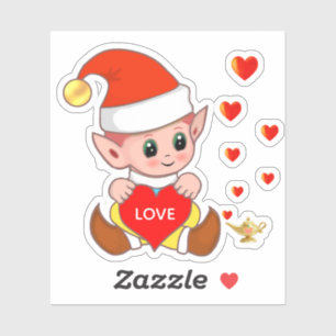 Adesivo Elfo bonito com corações amorosos