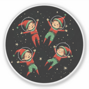 Adesivo Elfos do Natal no Espaço