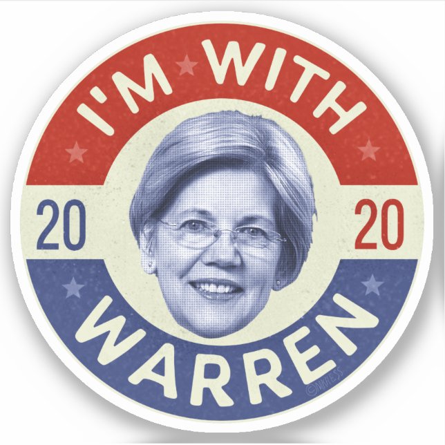 Adesivo Elizabeth Warren Presidente 2020 Democrat Pic Retr (Frente)