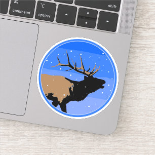 Adesivo Elk Bugling no inverno - Arte original sobre a vid