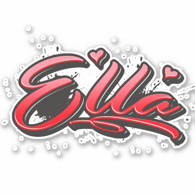 Adesivo Ella red Heart Graffiti Aufkleber Sticker (Frente)