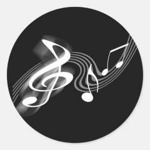 Adesivo em escala musical preto e branco