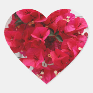 Adesivo em forma de coração com flores cor-de-rosa