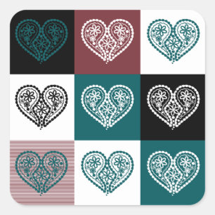 Adesivo em forma de coração floral