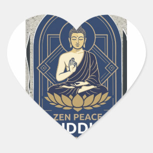 Adesivo em Forma de Coração Paz Zen Buda
