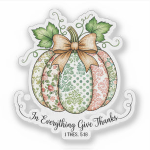 Adesivo Em tudo dê graças shabby chic abóbora
