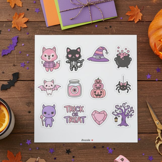 Adesivo Embalagem adesiva Kawaii Halloween Adorável (Adorable Kawaii Halloween Sticker Pack)