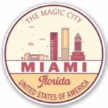 Adesivo Emblem Skyline Cidade de Miami Florida<br><div class="desc">Design de arte colorida e minimalista de Miami,  com monumentos e marcos da cidade na Flórida.</div>