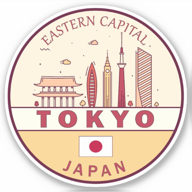 Adesivo Emblem Skyline Cidade do Japão em Tóquio (Frente)