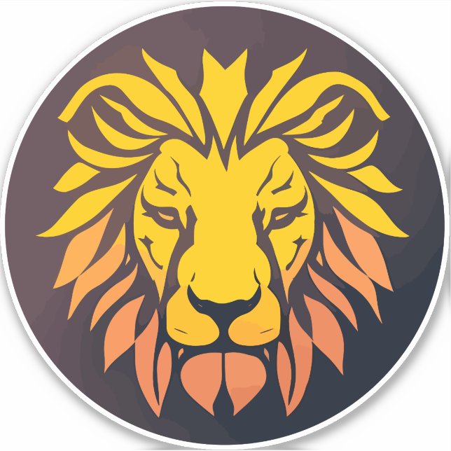 Adesivo emblema da cabeça do leão ouro (Frente)