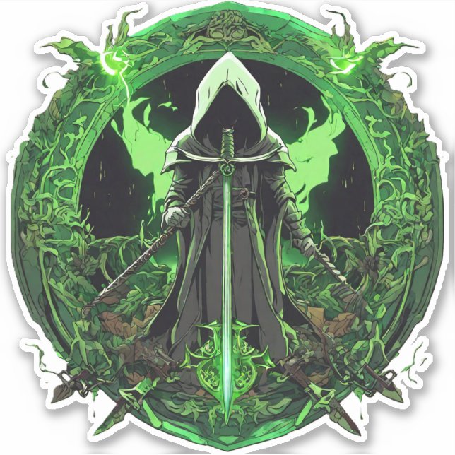 Adesivo Emblema Da Grim Reaper Em Verde6 (Frente)