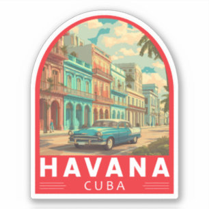 Adesivo Emblema de Arte de Viagem de Havana Cuba