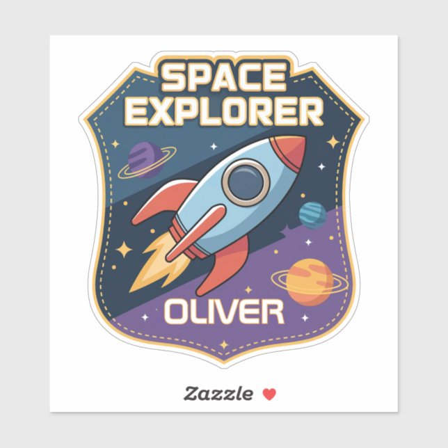 Adesivo Emblema de Explorador Espacial Fofo (Folha)