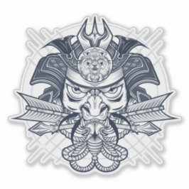 Adesivo Emblema de Leão Samurai Japonês