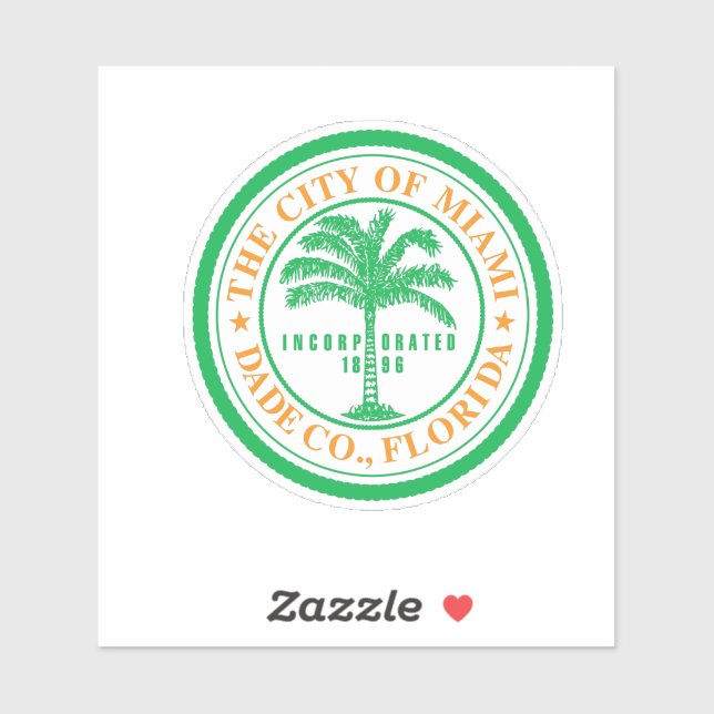 Adesivo Emblema de Miami, Flórida Vinyl Sticker (Folha)