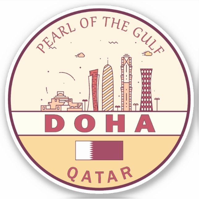 Adesivo Emblema de Skyline Cidade do Qatar de Doha (Frente)