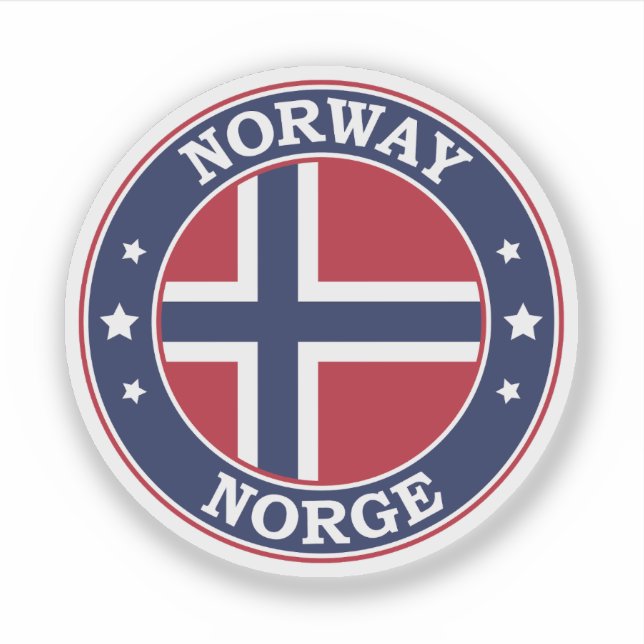 Adesivo Emblema do Círculo Redondo de Bandeira da Noruega (Frente)